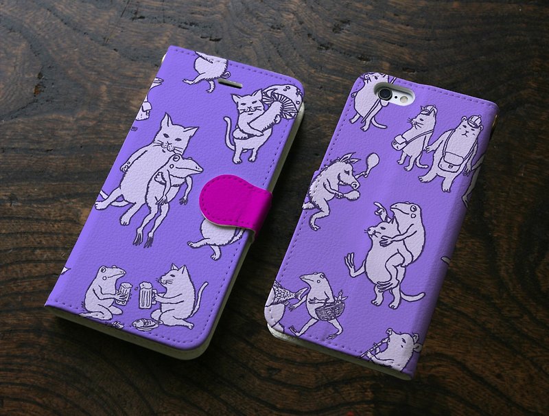 iPhoneカバー・手帳タイプ　なかまたち（ラベンダー） - 其他 - 聚酯纖維 紫色