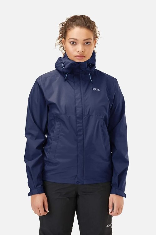 山衣丁 【Rab】Downpour Eco Jacket 輕量防風防水連帽外套 女 深墨藍