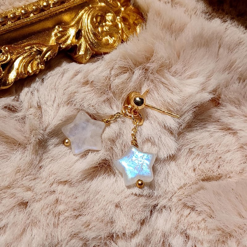 【月亮石 06】天然水晶耳環 DIY耳環設計款 - 客製化禮物 - 耳環/耳夾/耳骨夾 - 水晶 多色