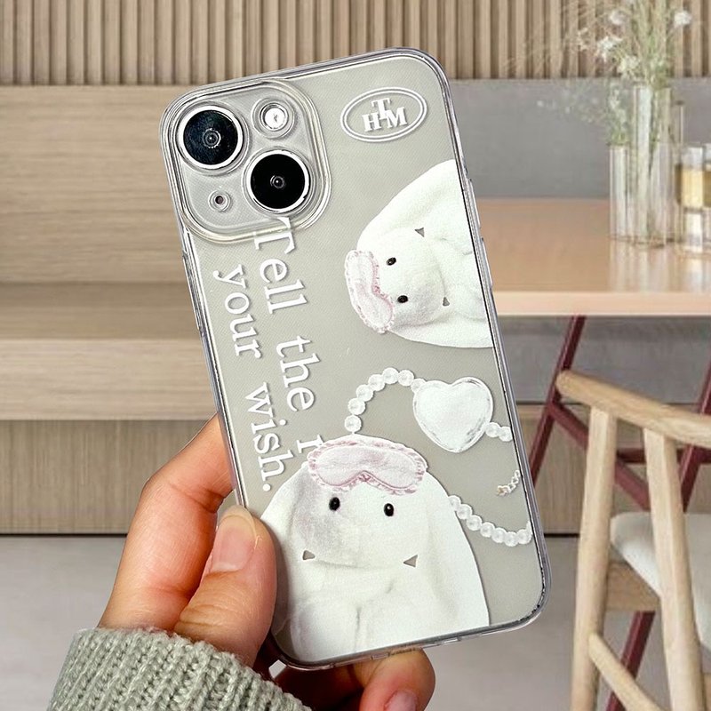 iPhone 16/15/14/13/12/11/XS/XR/7/8/SE2/SE3 Rabbit doll Transparent Phone Case - 手機殼/手機套 - 塑膠 多色