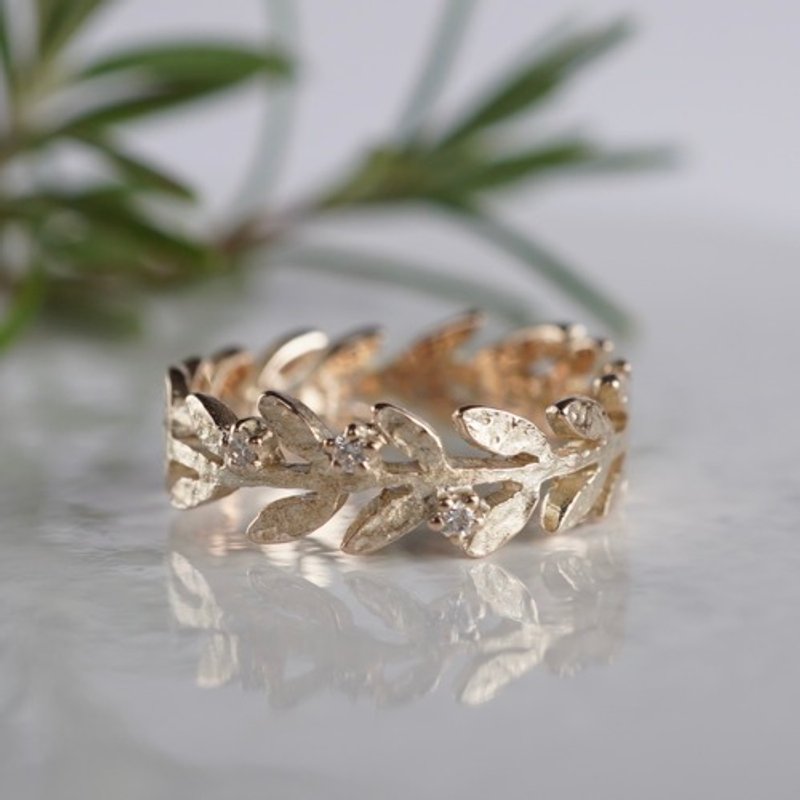 Olive leaf ring  R002K10 - แหวนทั่วไป - โลหะ สีทอง