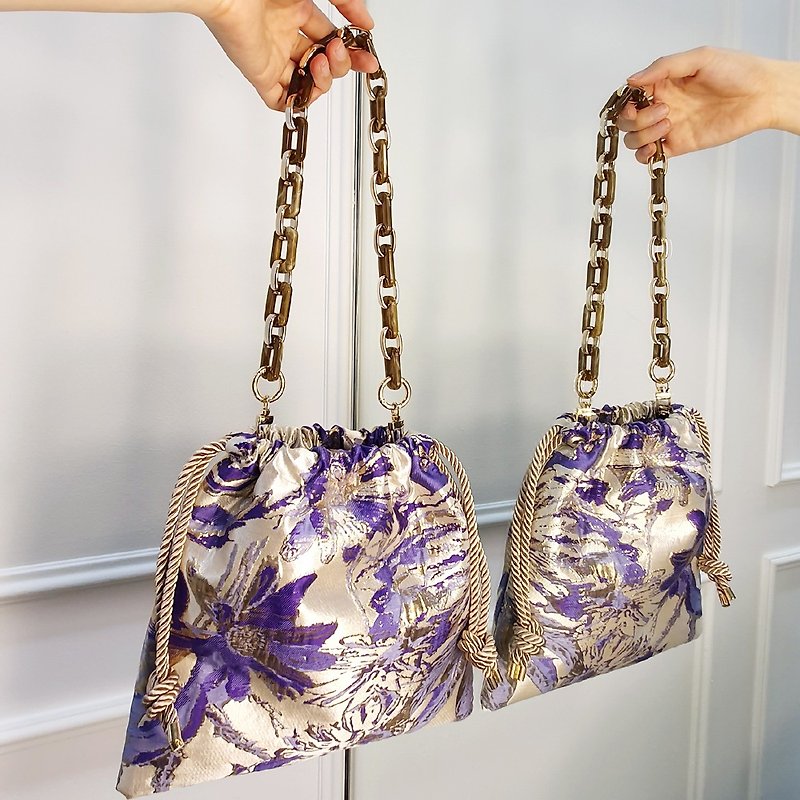 Pharaoh's Lover (purple) draw string bag - กระเป๋าถือ - วัสดุอื่นๆ สีม่วง