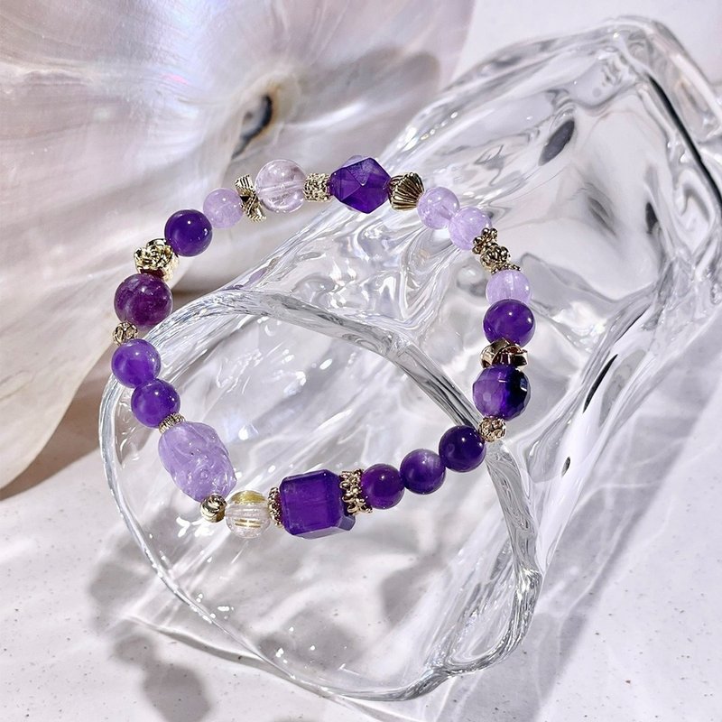 Bacchus' Blessing|Amethyst|Amethyst|Titanium|Crystal Bracelet A2434-2 - Bracelets - Crystal Purple