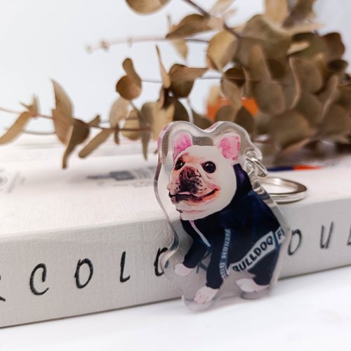 PS280_Cute French Bulldog 6/crystal pendant - Shop iiisun-ing Keychains -  Pinkoi