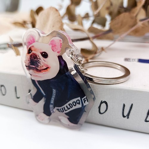 PS280_Cute French Bulldog 6/crystal pendant - Shop iiisun-ing Keychains -  Pinkoi