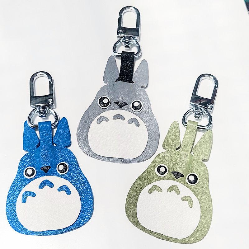 Handmade Leather Totoro keychain - Keychains - Genuine Leather 