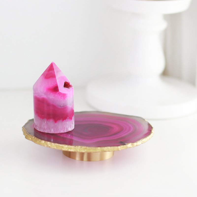 奧根桃粉色瑪瑙盤組 - 擺飾/家飾品 - 水晶 粉紅色