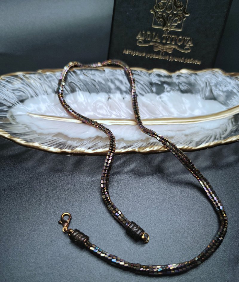 Handmade Japanese Bead chain - 項鍊 - 琉璃 咖啡色