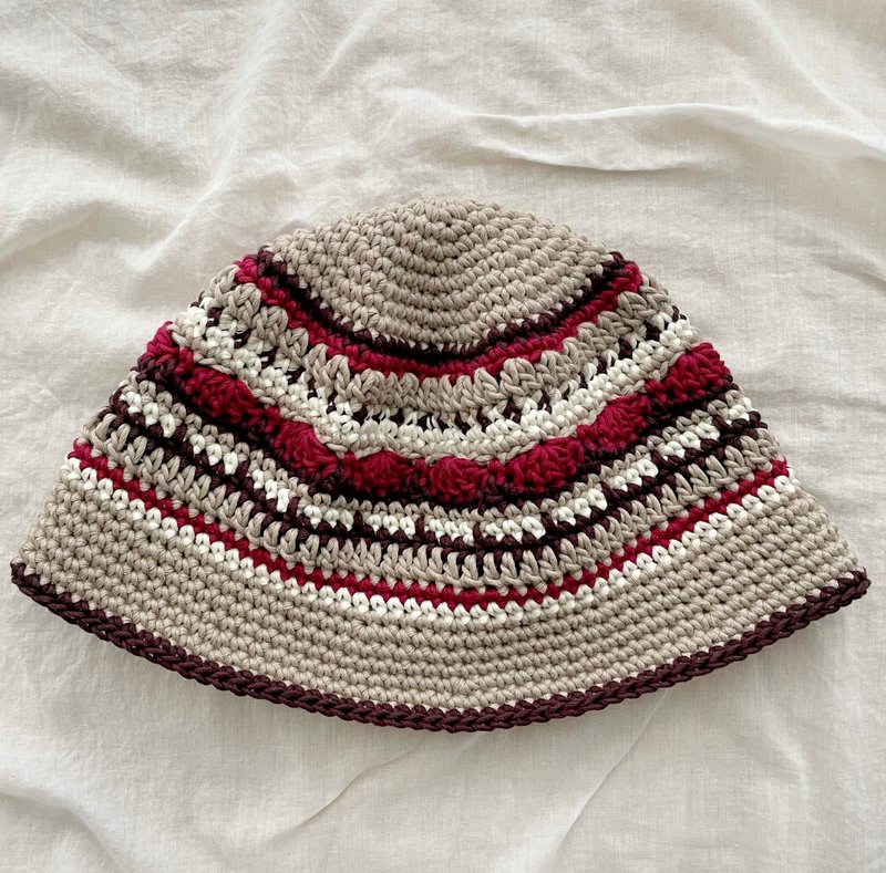 Handmade knitted hat/wool hat/fisherman hat/handmade crochet hat/knitted hat - หมวก - ผ้าฝ้าย/ผ้าลินิน สีกากี