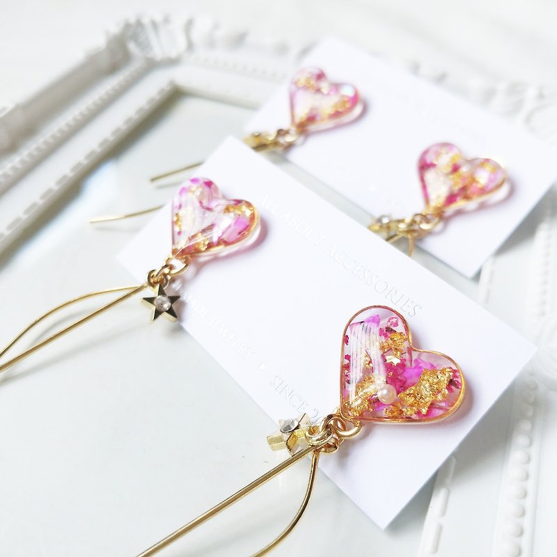 Time debris series - white Valentine's heart earrings / ear clip - ต่างหู - วัสดุอื่นๆ หลากหลายสี