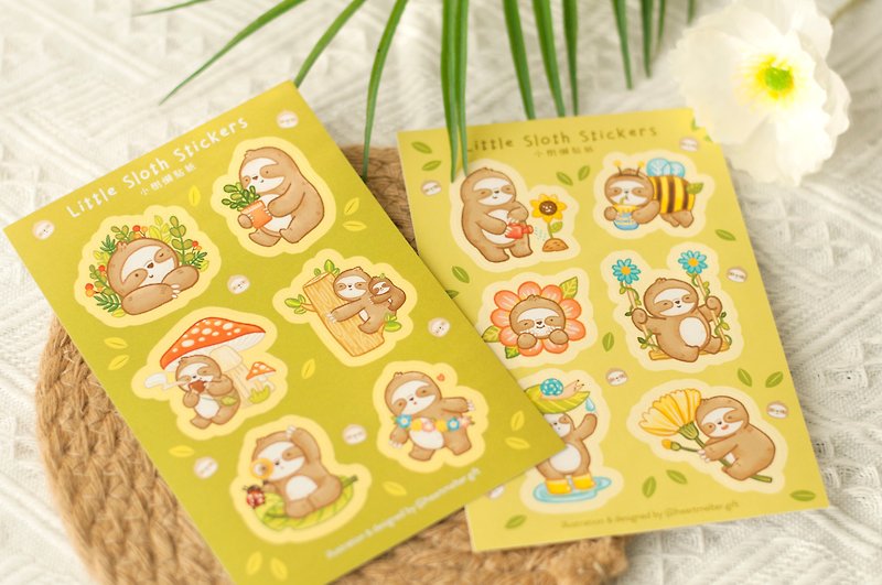 Sloth pocket stationery stickers - สติกเกอร์ - กระดาษ สีเขียว