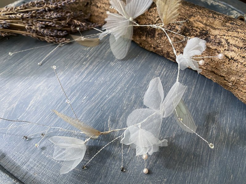 手工新娘飾品 夢境 紗花花冠 - 髮夾/髮圈 - 其他材質 