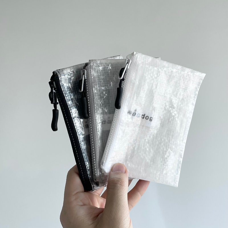 [2TONE mini wallet] 3 storage ultra-lightweight water-repellent polyethylene mini wallet - Wallets - Other Man-Made Fibers Transparent