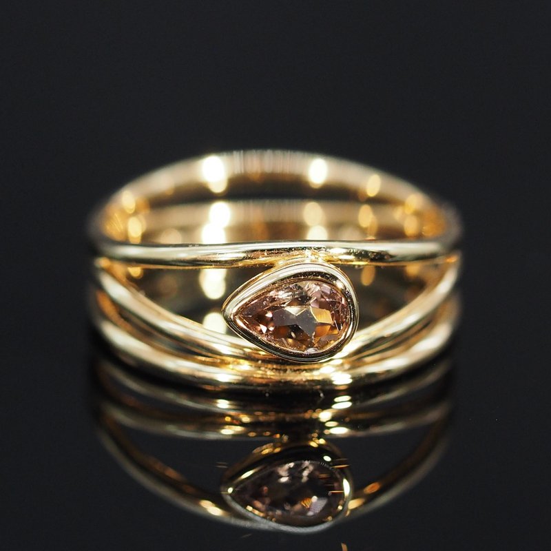 18K Gold The Tourmaline Orange Pear Wiry Ring - แหวนทั่วไป - เครื่องประดับ 