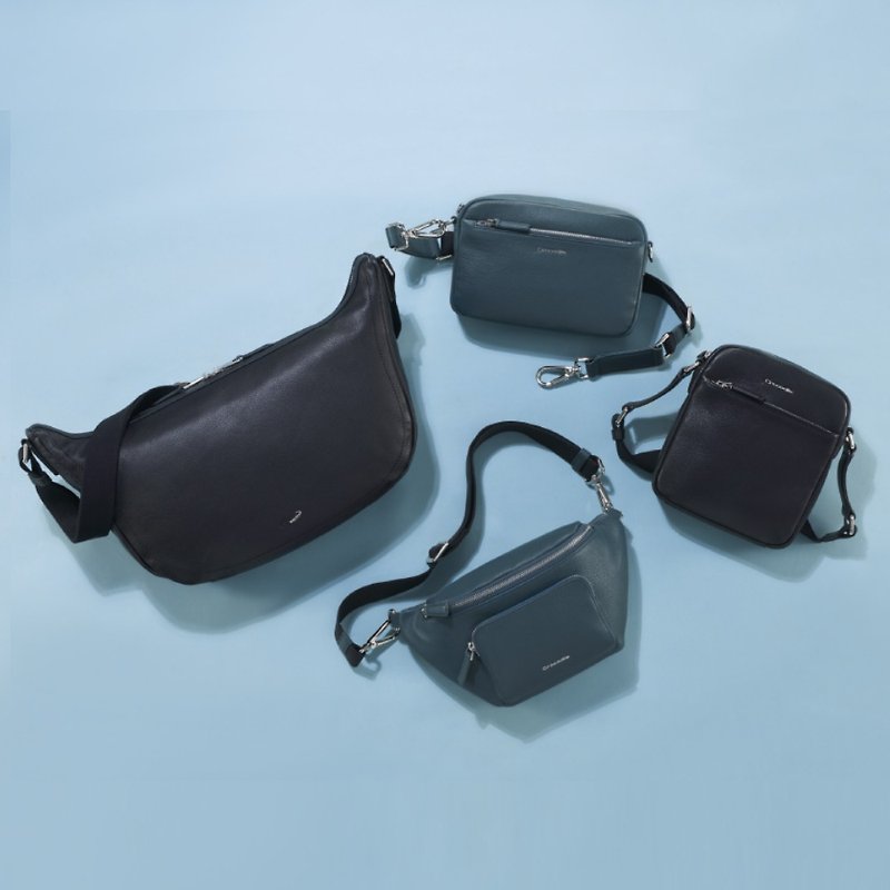 [Valentine's Day Gift/24H Shipping] Men's Genuine Leather Crossbody Bag Side Backpack-Rocky2.0 Series - กระเป๋าแมสเซนเจอร์ - หนังแท้ สีดำ
