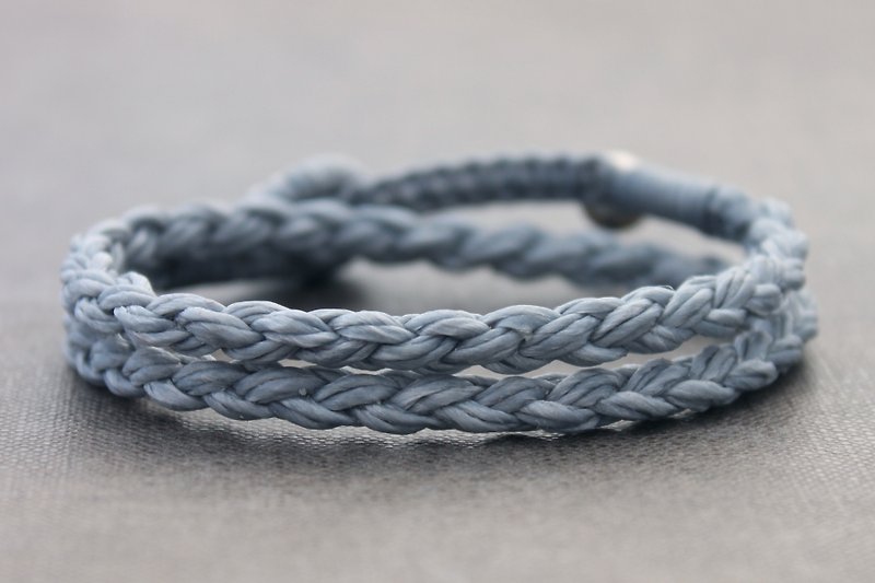 棉麻編織編織纏繞手鍊基本簡單線雙層纏繞手鍊 - 手鍊/手環 - 棉．麻 灰色