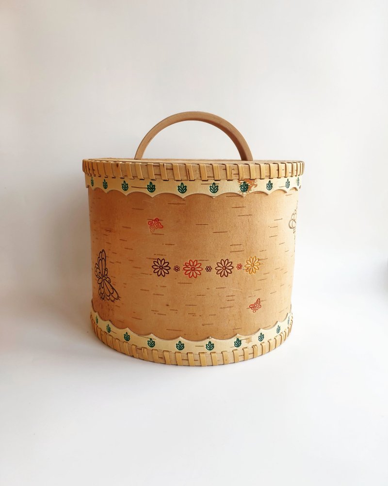 Round Birch bark box - ขวดใส่เครื่องปรุง - ไม้ 