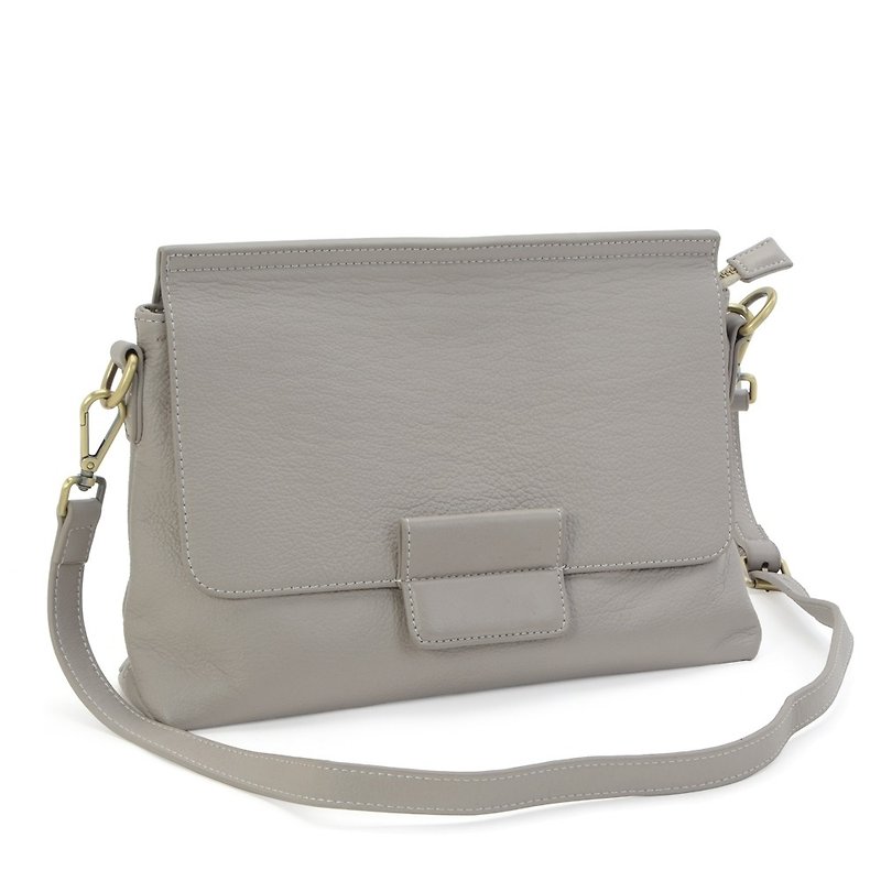 La Poche Secrete: British girl's handbag _ confidence gray _ hand shoulder double dual-use package _5033 - Other - Genuine Leather Gray