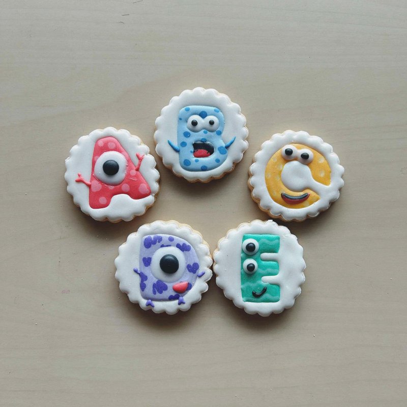 NIJI Cupcake 字母小怪獸糖霜餅乾組合 - 手工餅乾 - 新鮮食材 多色