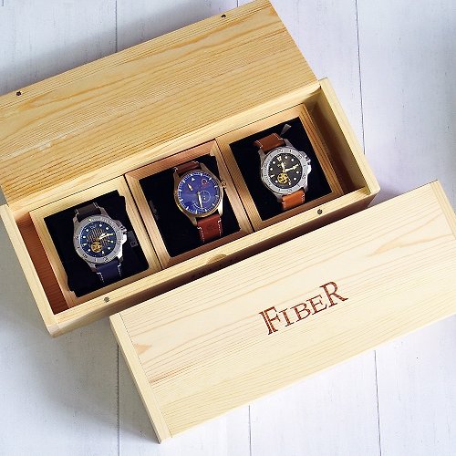 米朵貝菈．時光的禮物 FIBER 活動式木製手錶收納盒 (3入組)