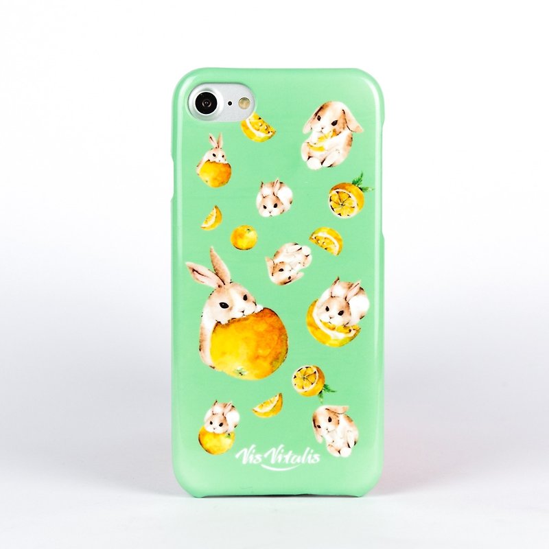 【果動系列】 兔兔與柳橙手機殼 - 手機殼/手機套 - 塑膠 綠色