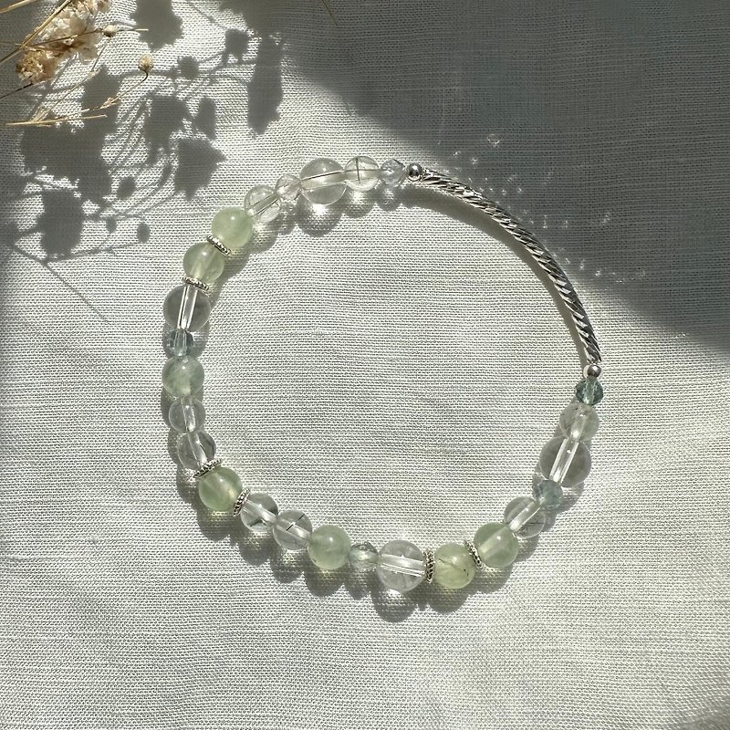 forest/prehnite Stone hair crystal diamond-cut Stone white crystal/customized crystal bracelet - Bracelets - Crystal 