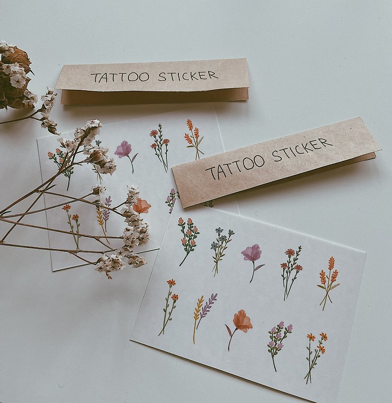 Soft garden tattoo sticker - สติ๊กเกอร์แทททู - กระดาษ สีเขียว
