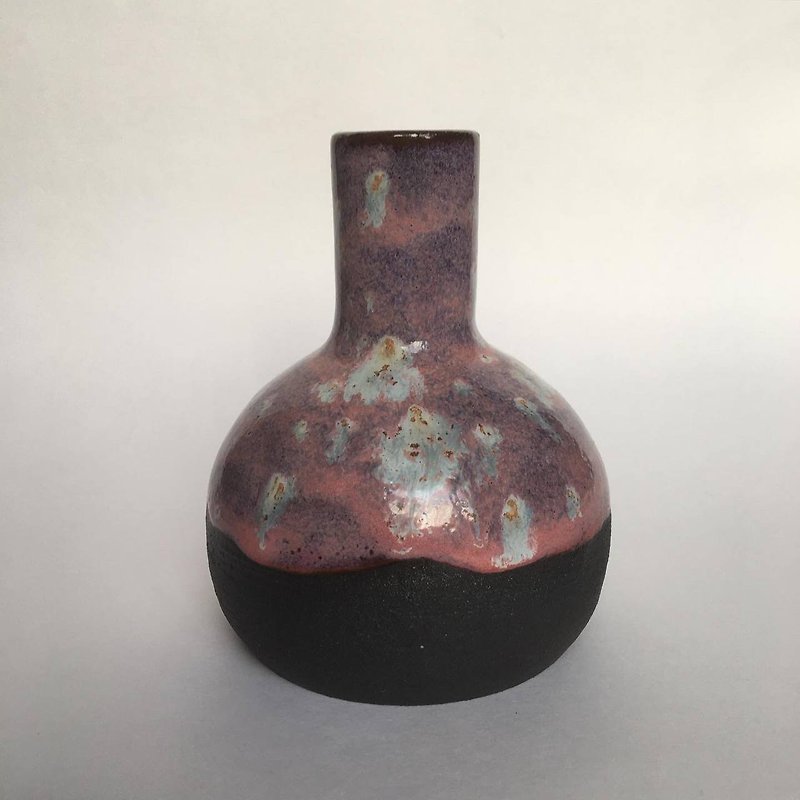 小さな黒とピンクのギャラクシーセラミック花瓶 - 花瓶・植木鉢 - 陶器 ピンク