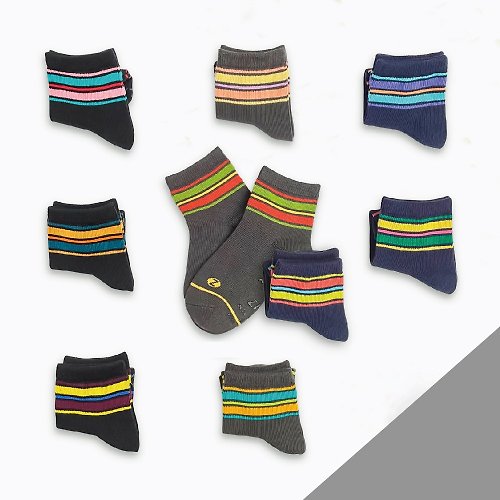 ZILA SOCKS | 台灣織襪設計品牌 抗菌除臭.條紋短統薄童襪