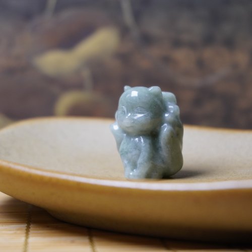 瓔珞翡翠 【好人緣】飄花翡翠九尾狐 | 天然緬甸A貨翡翠 | 送禮
