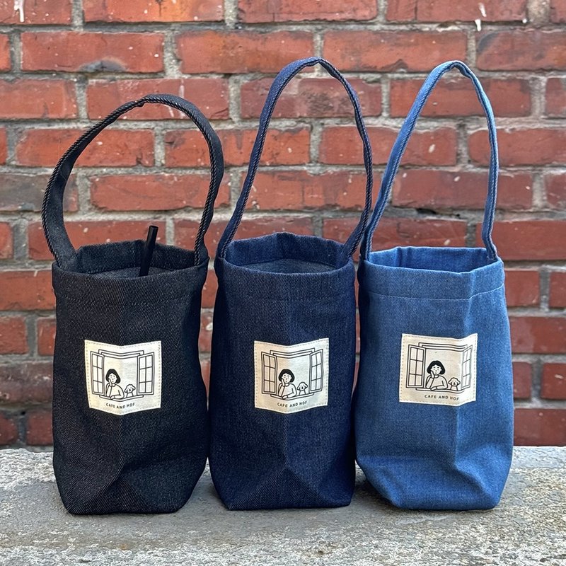 Denim Tumbler Bag (3Colors) - อื่นๆ - ผ้าฝ้าย/ผ้าลินิน สีน้ำเงิน