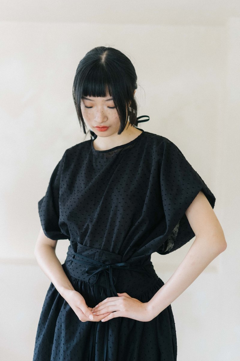 zero-waste square - black dot soft square top - Women's Tops - Cotton & Hemp 