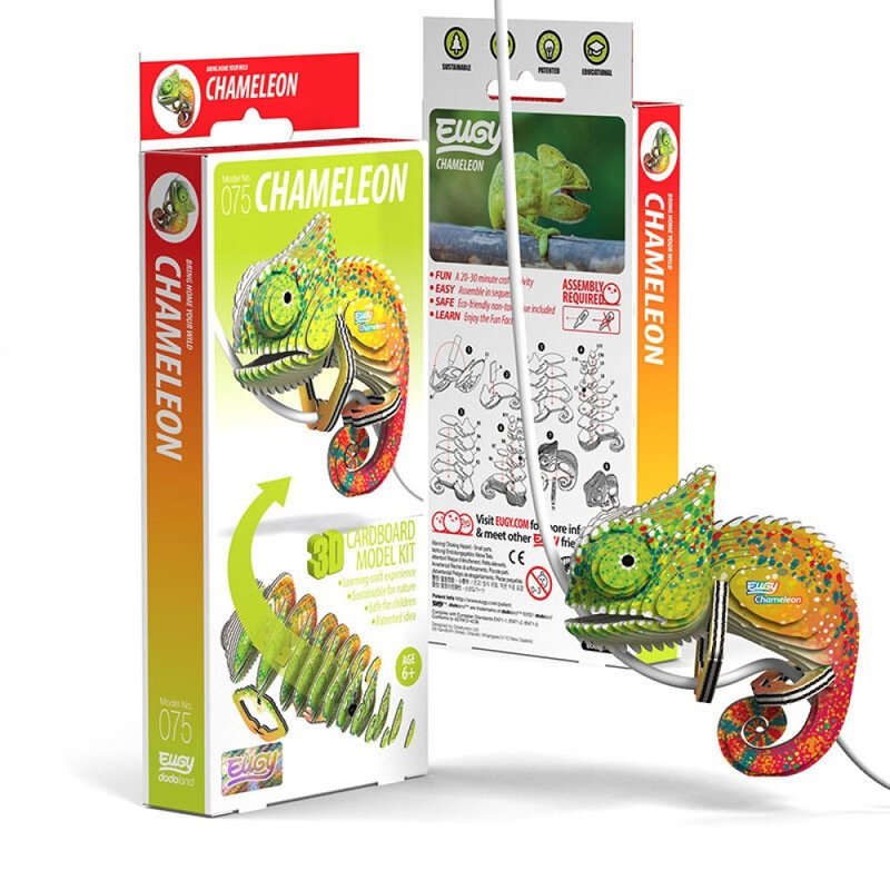 EUGY 3D Cardboard Kit Set Model - 075 Chameleon - Puzzles - Paper Multicolor