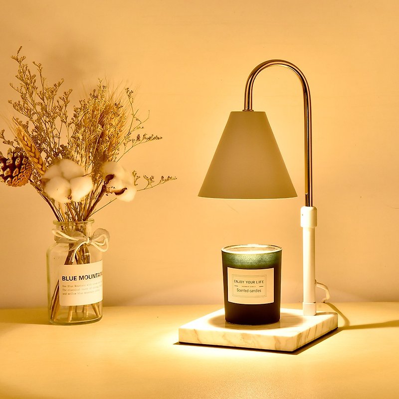 金属 照明・ランプ ホワイト - 持ち上げ可能、タイマー可能、調光可能な大理石蝋溶融ランプ