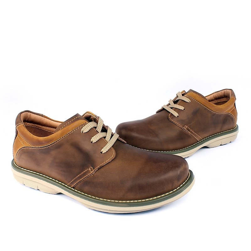 Temple filial piety Functional lightweight Derby shoes coffee - รองเท้าลำลองผู้ชาย - หนังแท้ สีนำ้ตาล