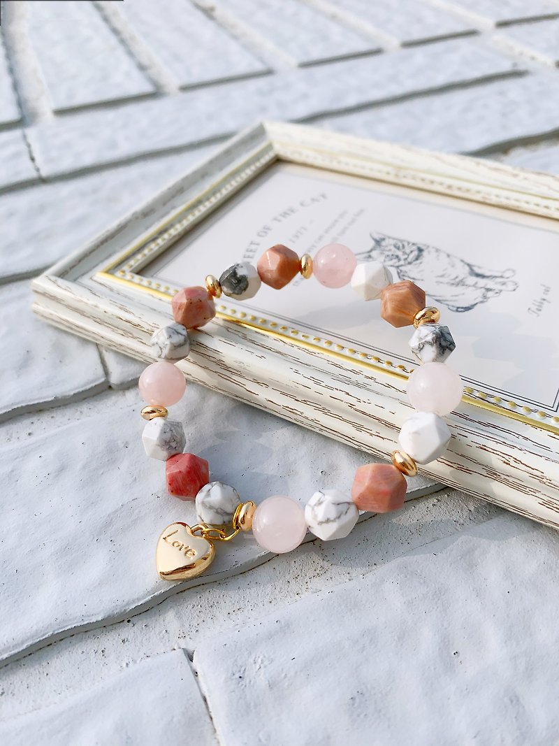 White turquoise/rhodonite/pink crystal hand-made design energy crystal bracelet - Bracelets - Crystal 