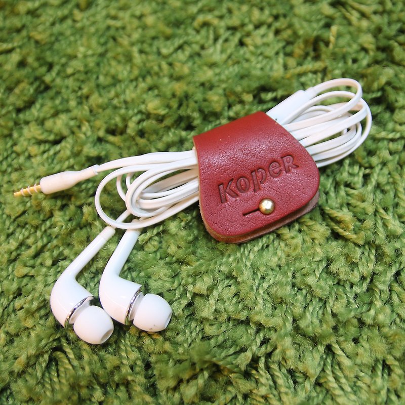 [Handmade Leather] Headphone Hub - Berry Red (Made in Taiwan) - Cable Organizers - Genuine Leather Red
