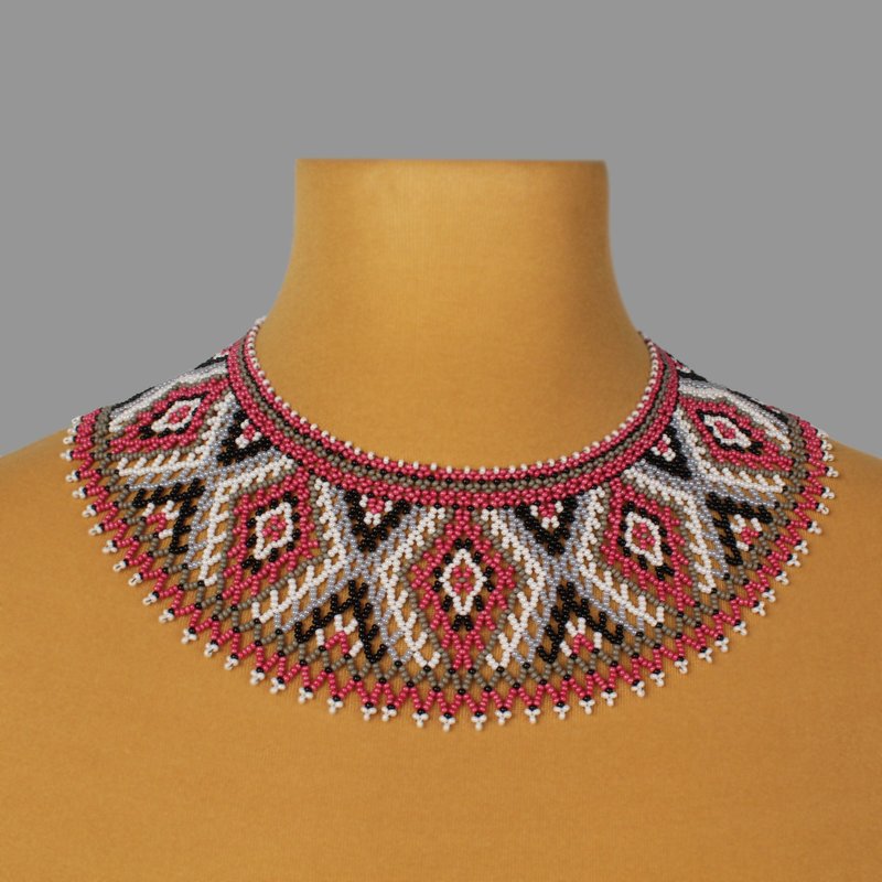 Ukrainian traditional necklace for women - 鎖骨鍊 - 玻璃 粉紅色