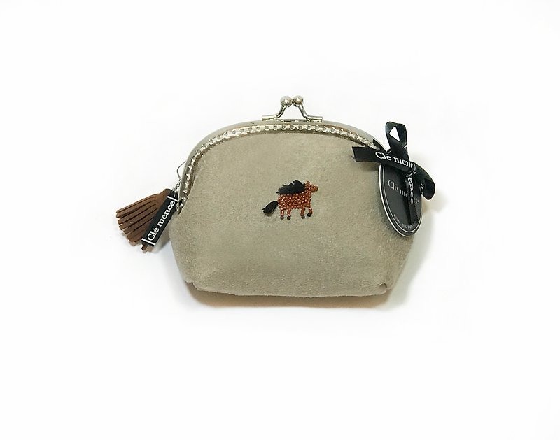 Margaret slugs hand-limited arched mouth gold package - milk brown color - Coin Purses - Polyester Khaki