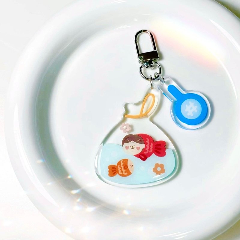 A bun/Good Luck Goldfish Keychain Acrylic Acrylic Pendant - ที่ห้อยกุญแจ - วัสดุอื่นๆ 