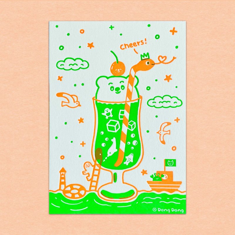 限量/昭和哈密瓜冰淇淋汽水/凸版印刷明信片/蛇年明信片 - 卡片/明信片 - 紙 多色