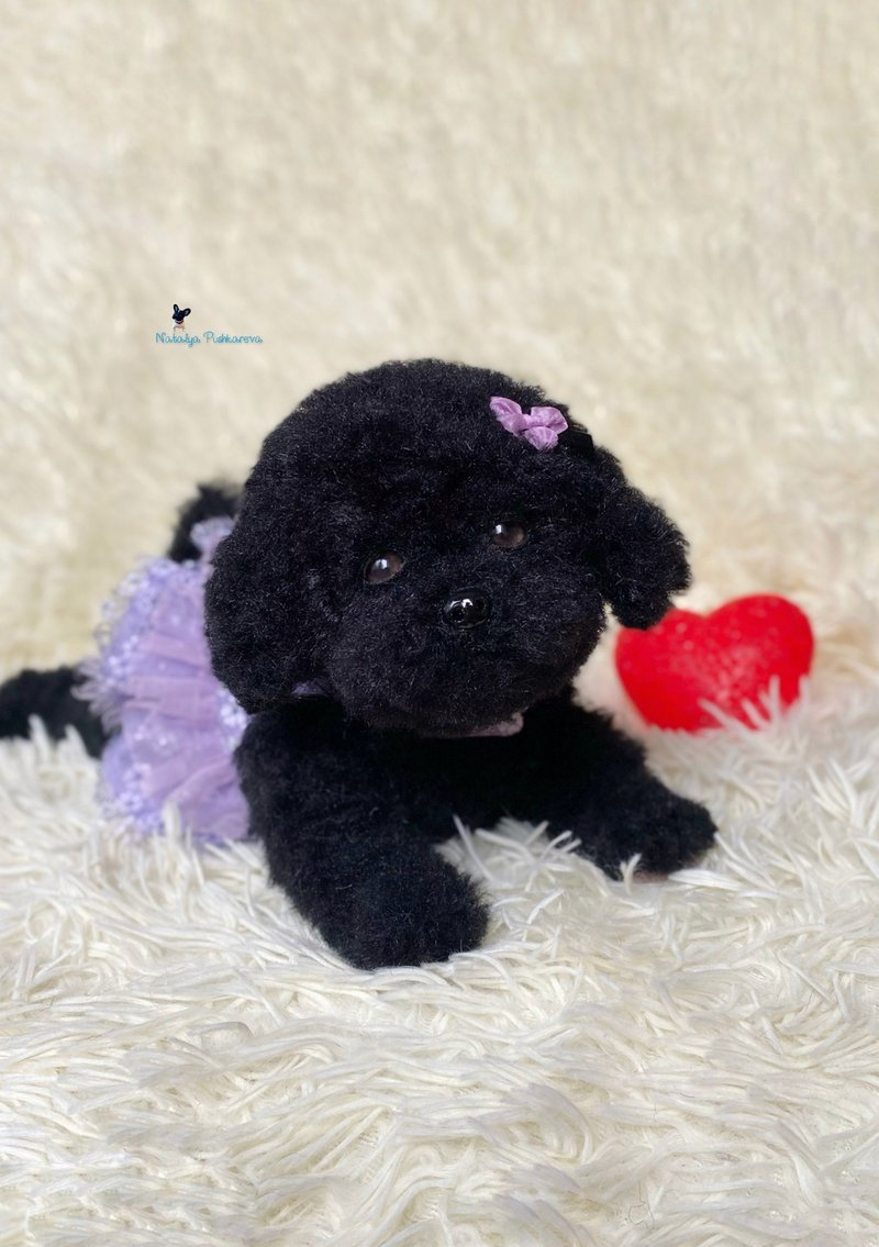 Brina poodle , realistic toy - ตุ๊กตา - เส้นใยสังเคราะห์ สีดำ