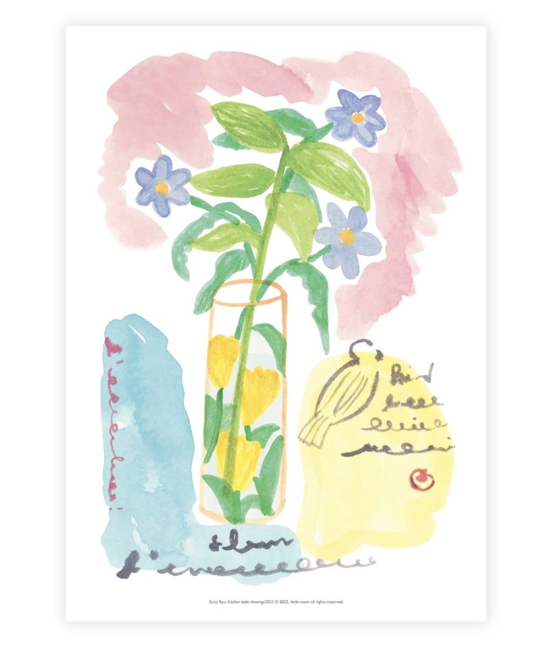 預購 - 韓國 little room - 植物餐桌 孔版印刷 A3 海報 - 海報/掛畫/掛布 - 紙 粉紅色