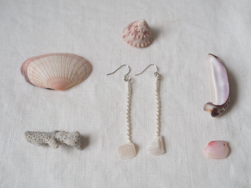 [ Soft stone × knot rope braided earrings series] Sakura - ต่างหู - หิน สึชมพู