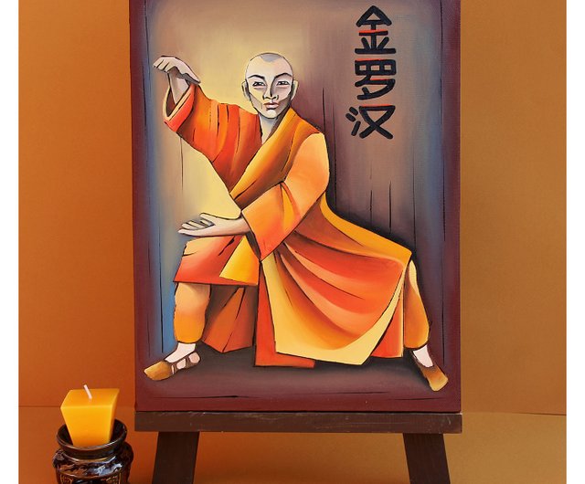 油絵　寺院と僧侶たち 風光礼讃による浮世絵「Nara Horyuji Temple - 奈良法隆寺」