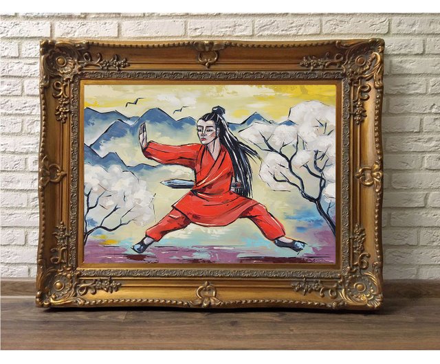 少林寺僧侶オリジナル絵画武道仏教ウォールアート 30 × 40 cm