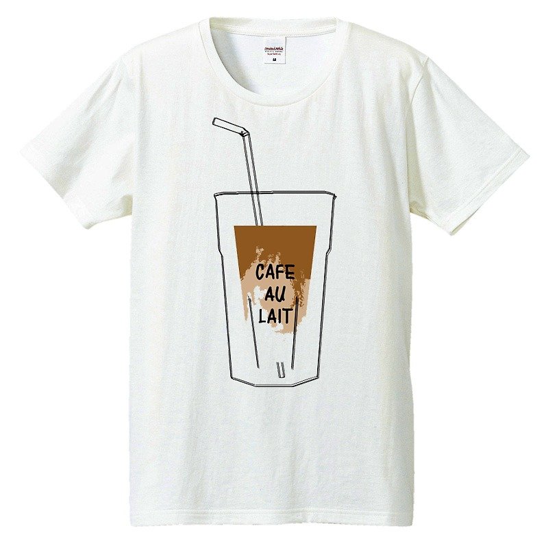 Tシャツ / Cafe au lait - Tシャツ メンズ - コットン・麻 ホワイト