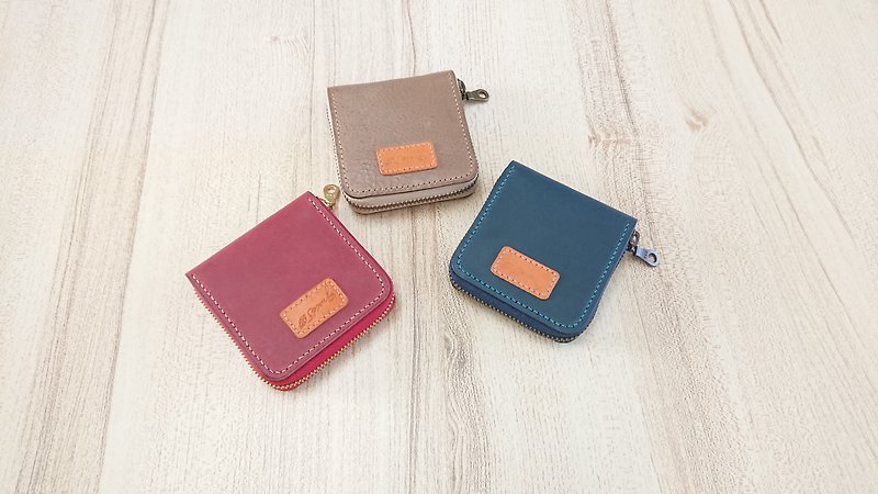 Zipper Coin Purse Small Zipper Coin Purse Genuine Leather Fully Hand-Sewn - Coin Purses - Genuine Leather 