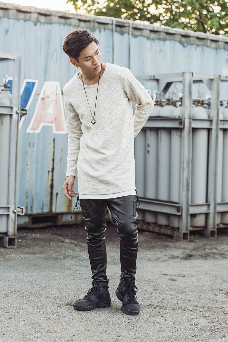 素色長版毛衣(白)#8479 - 男毛衣/針織衫 - 其他材質 白色