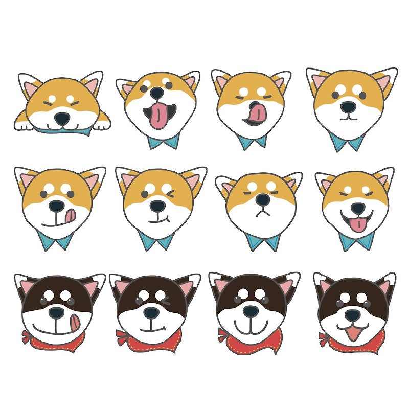 Customized Waterproof Name Sticker Shiba Inu Expression Series 12pcs/ Sticker - สติกเกอร์ - กระดาษ 